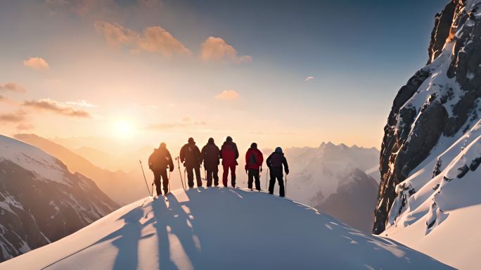 登顶雪山奋斗励志未来希望