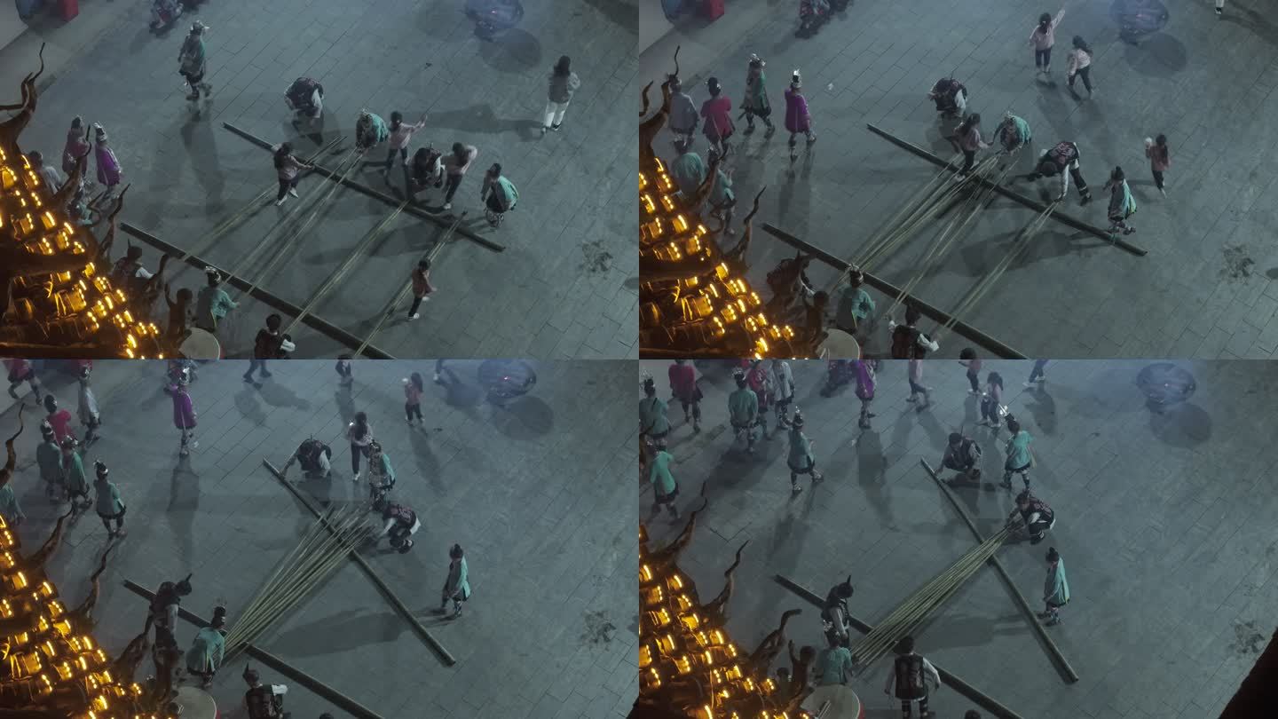 跳竹竿舞 侗寨活动 游客游玩活动