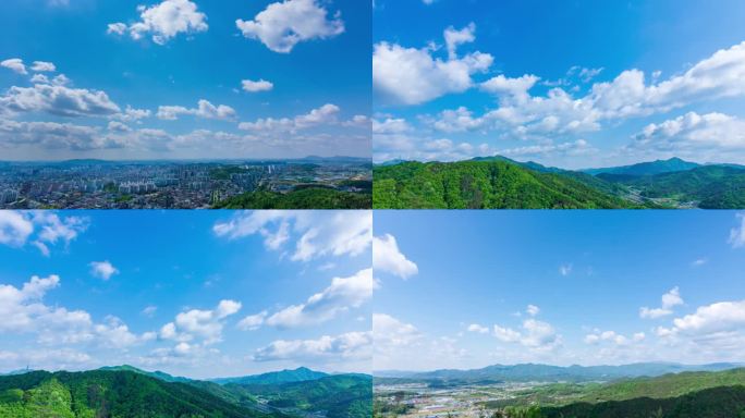 【4K】城市上空蓝天白云云卷云舒