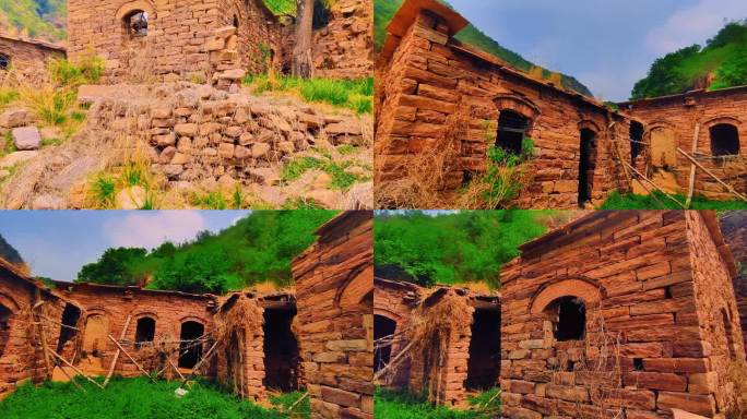 大山里被废弃的石头房屋/三农素材农业农村