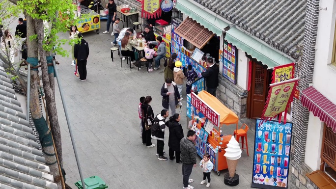 仿古小镇假期旅游航拍