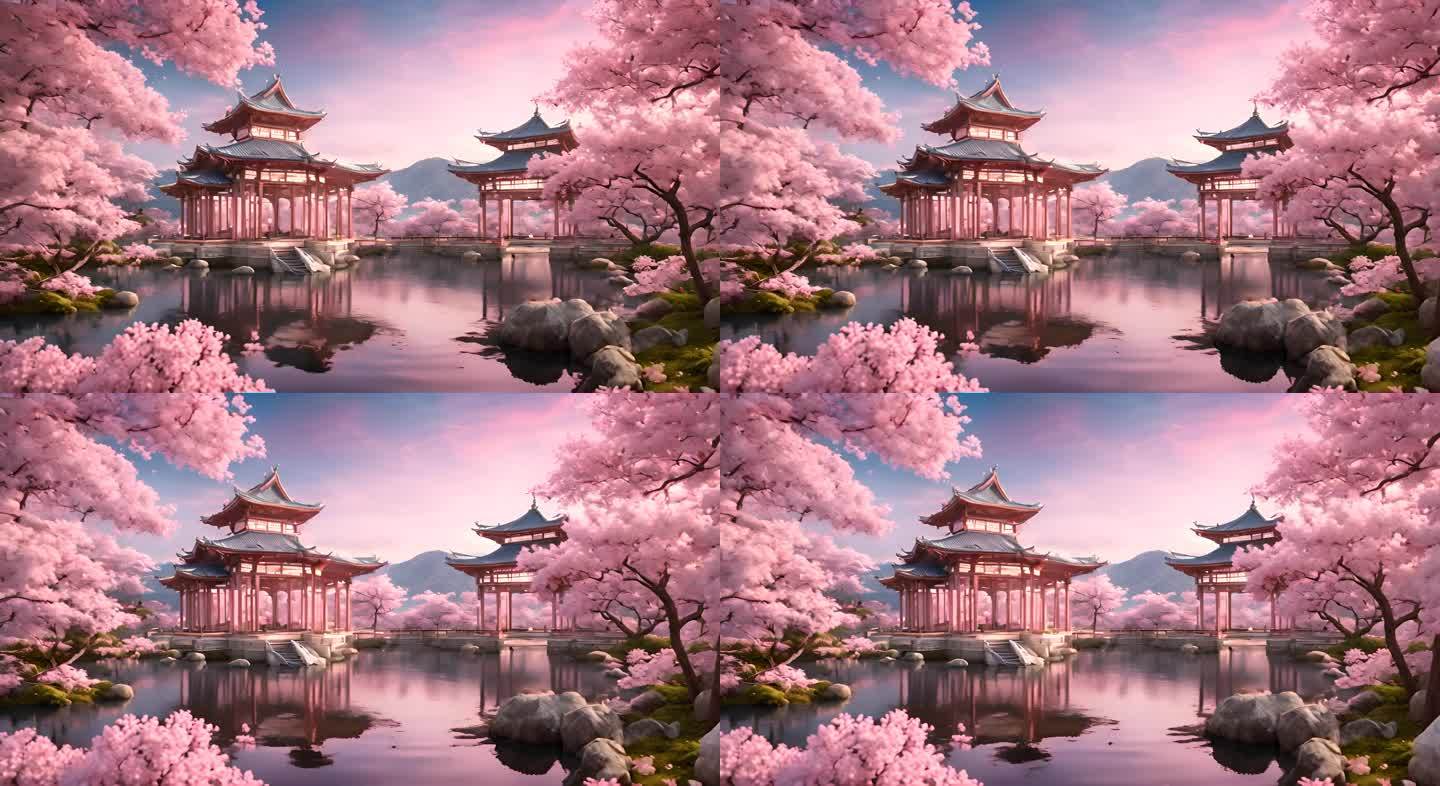 粉色樱花中式背景