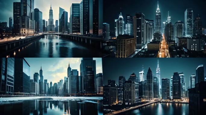 ｛合集｝虚拟未来城市繁华城市投影背景动画