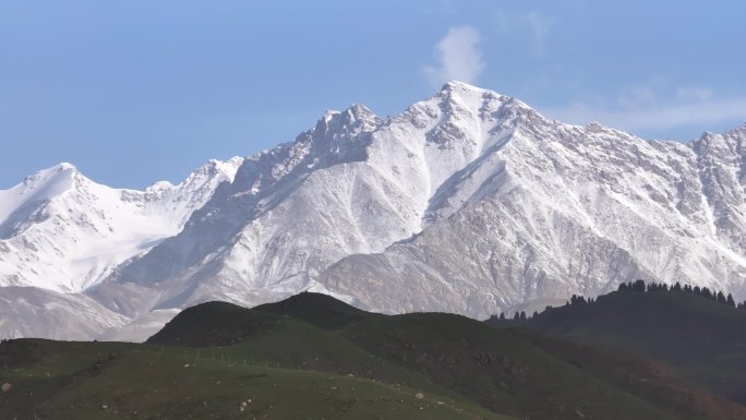 新疆张掖丹霞大峡谷草原雪山3