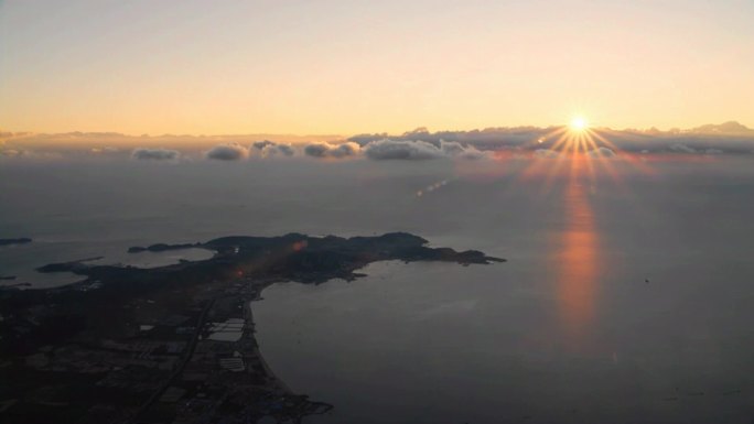 航拍威海 成山头 云海  好望角 海驴岛