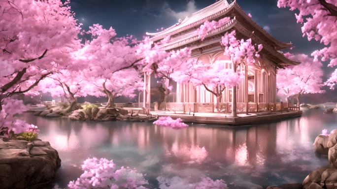 粉色樱花中式背景
