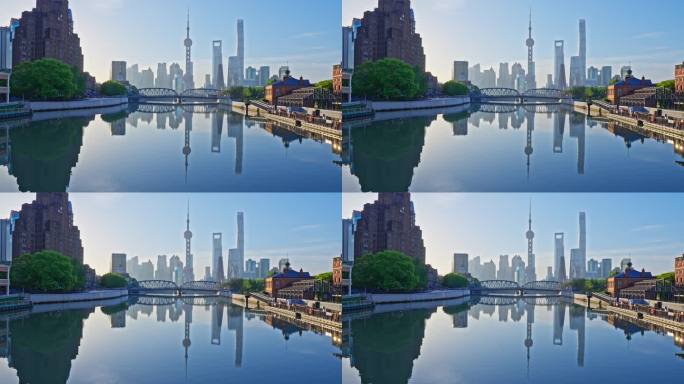 横版4k实时拍摄上海外滩日出