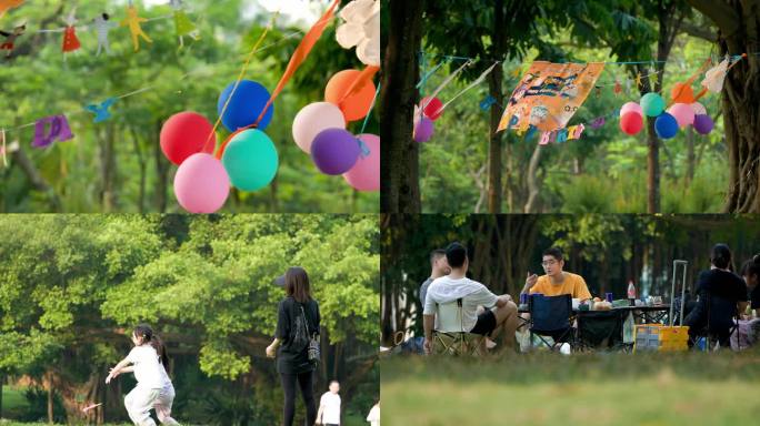 小孩公园玩耍，玩竹蜻蜓，生日PARTY