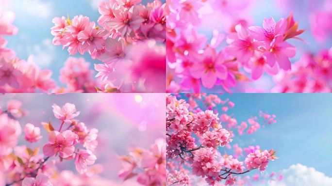 桃花如云繁盛绽放恣意绽放在春风中如梦似幻