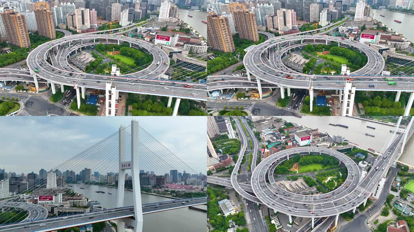 上海市黄浦区黄浦江南浦大桥桥梁车流交通航