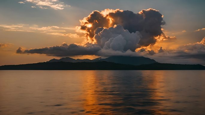 海洋上火烧云延时