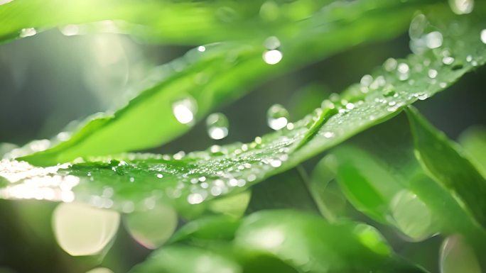 水滴 叶片 绿色 大自然 植物  阳光