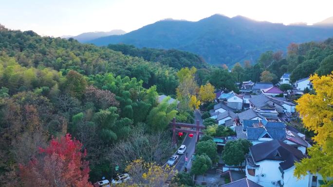 夕阳西下大山森林唯美航拍风景大自然风光杭