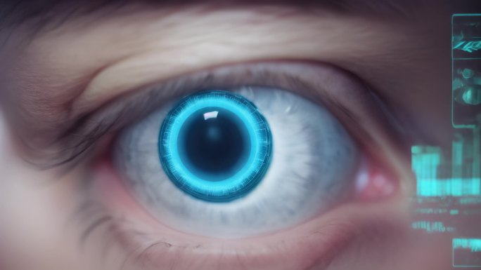 生物识别 眼睛里反射科技元素  科技眼球
