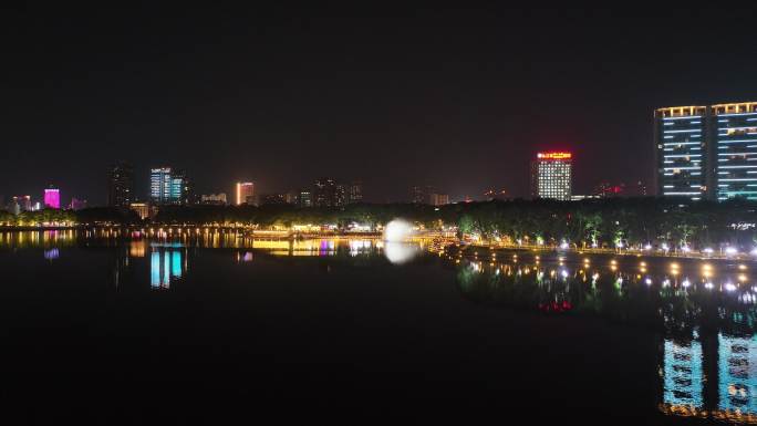 九江南湖夜景航拍视频