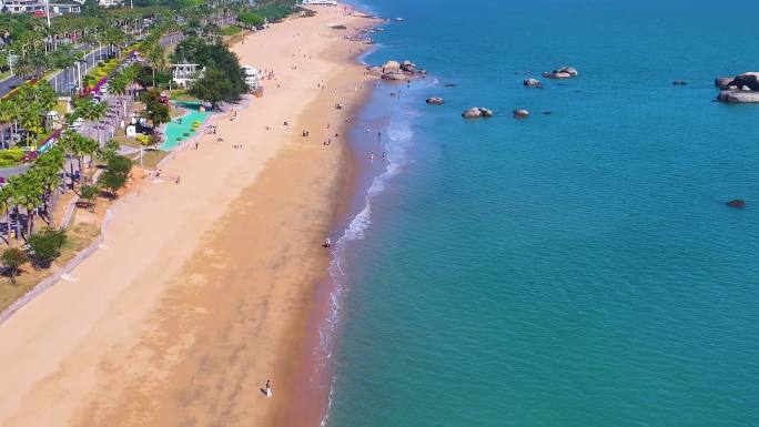 东海大海海边海水海浪沙滩海滩航拍风景唯美