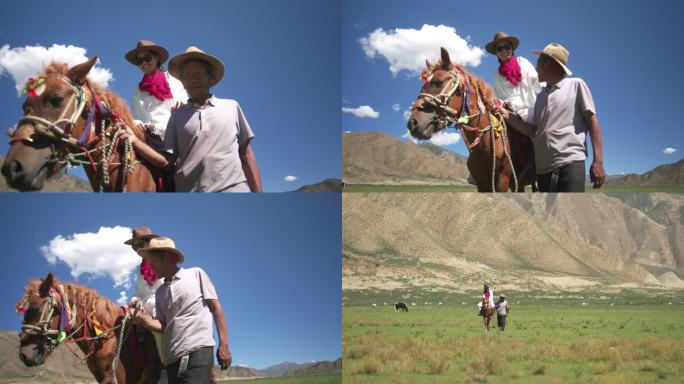 西藏拉孜姑娘与牧人谈笑