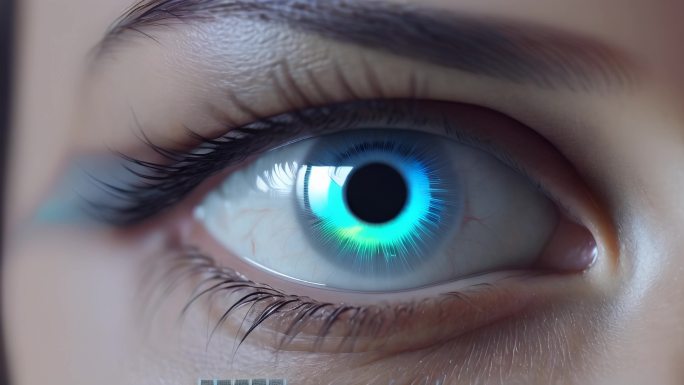 眼睛合成 眼睛里反射科技元素  科技眼球