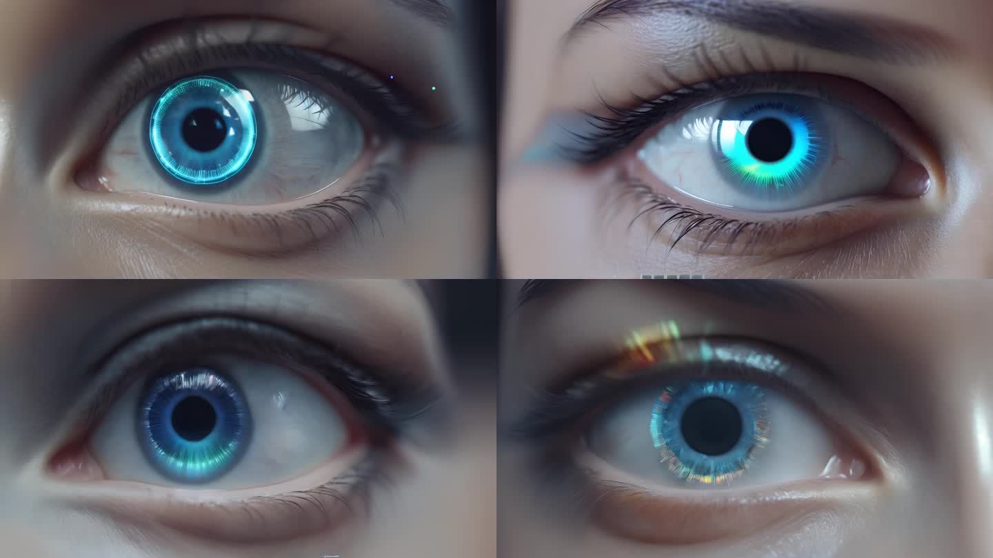 眼睛合成 眼睛里反射科技元素  科技眼球