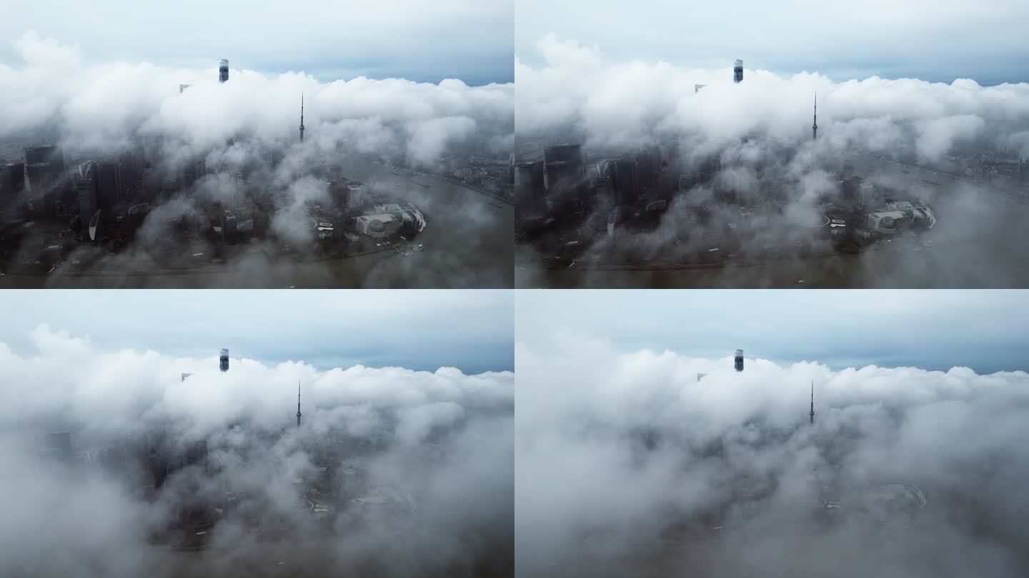 上海东方明珠四件套穿云大气宣传航拍长镜头