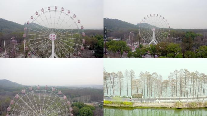 武汉东湖之眼 东湖风景区 摩天轮航拍