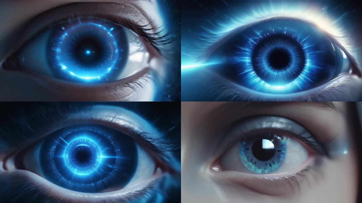 科技眼睛 眼睛里反射科技元素  科技眼球