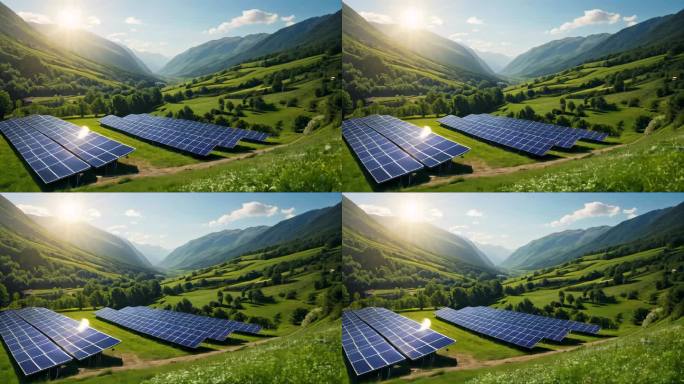绿色能源新能源太阳能发电背景动画