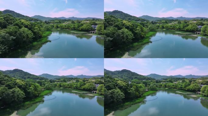 山清水秀杭州西湖乌龟潭航拍全景