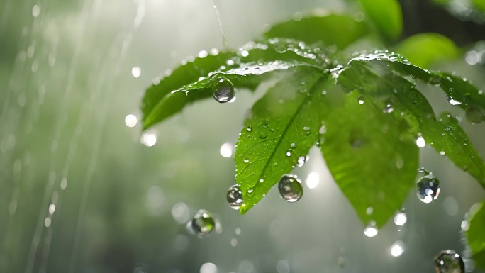 水滴 叶片 绿色 大自然 植物  阳光