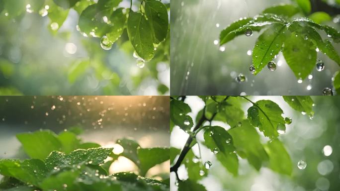 水滴 叶片 绿色 大自然 植物  阳光