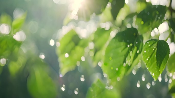 水滴 叶片 绿色 大自然 植物  阳光