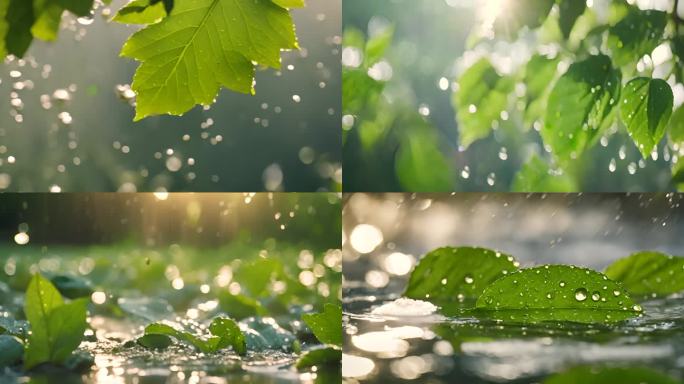 水滴 叶片 绿色 大自然 植物  阳光