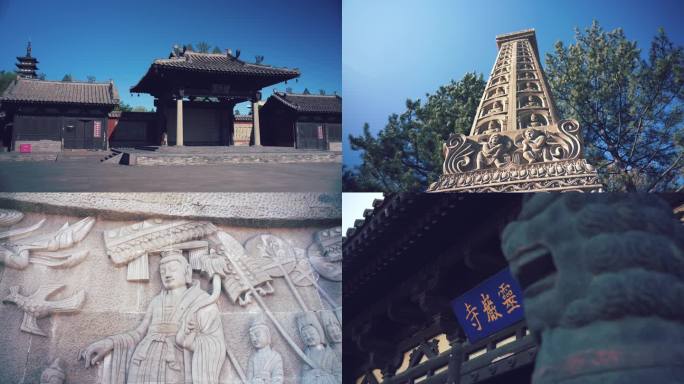 山西大同景区碎片，恒山悬空寺古城古建筑