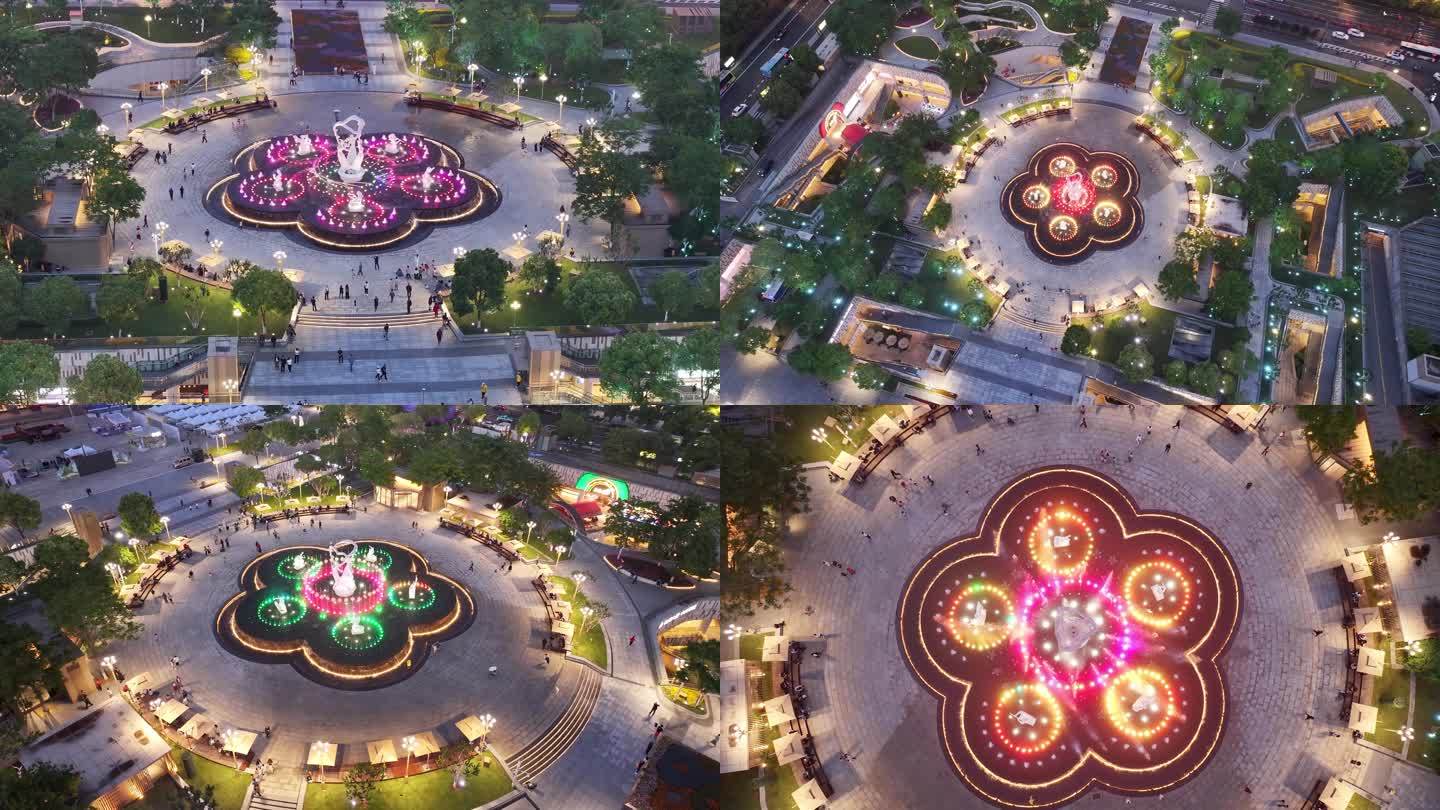 杭州武林广场音乐喷泉2024航拍