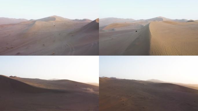 沙漠 黄沙 山丘 丘壑 驱车穿梭沙漠