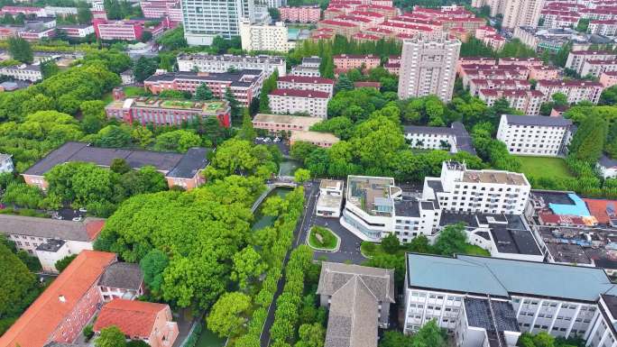 上海市华东理工大学徐汇校区航拍校园风景风