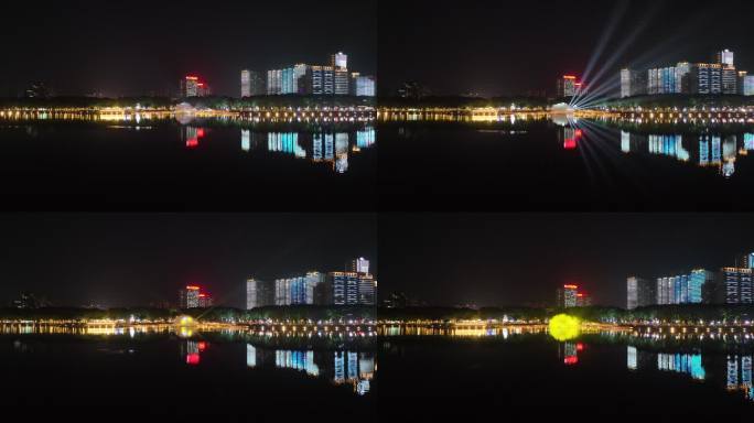 九江南湖夜景航拍视频