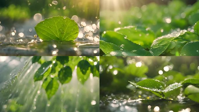 水滴 落叶 大自然 植物 水珠雨露 阳光