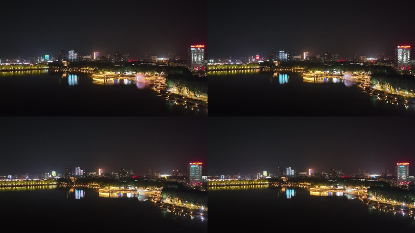 九江南门湖夜景航拍视频