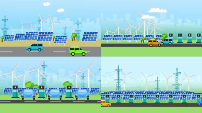 【原创】能源太阳能电动车MG动画场景视频