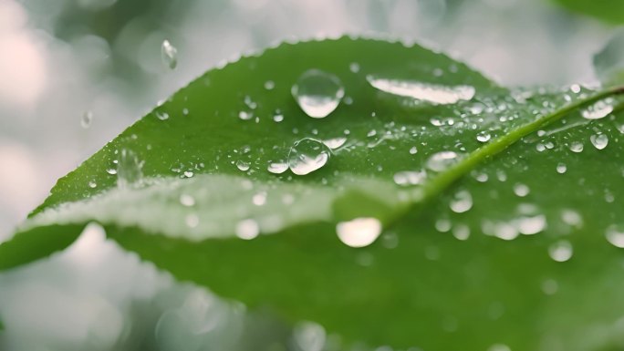 水滴 落叶 绿叶 大自然 植物 水珠雨露