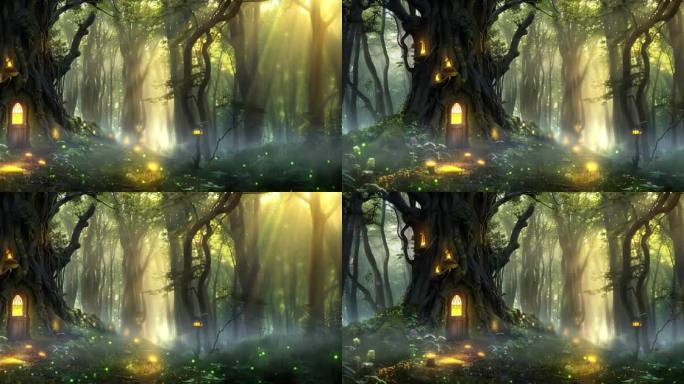 梦幻童话森林树屋4K