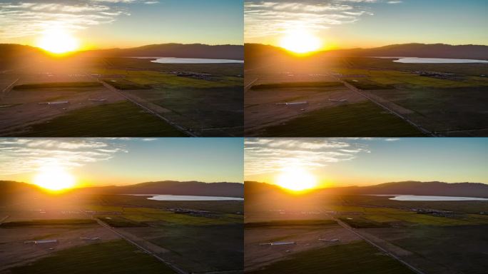 东天山北麓幻彩湖日落夕阳风景风光