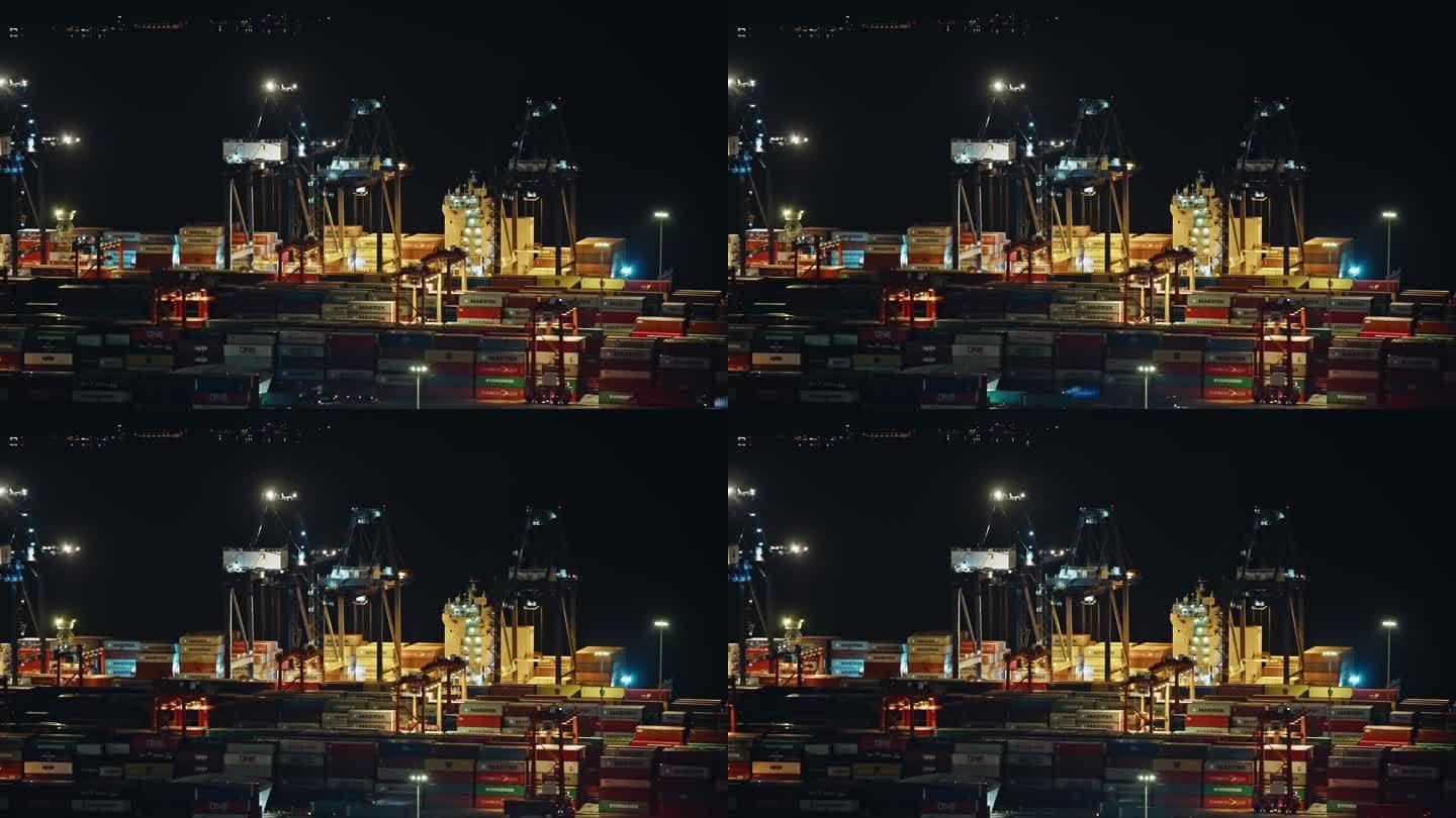 盐田港夜景港口货运码头贸易物流C0089