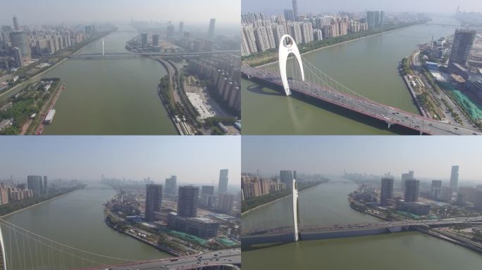 广州猎德大桥4K航拍广东广州