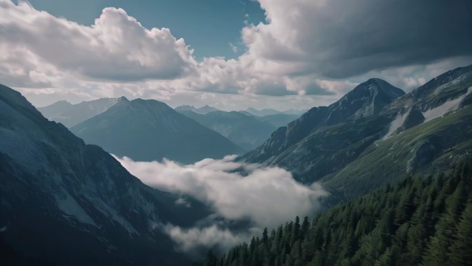 大山深处航拍中国云海山水风景背景