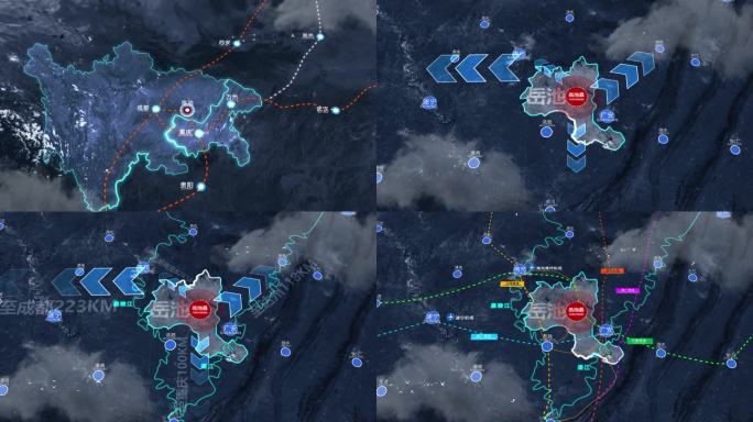 岳池县四川广安岳池县区位交通地理地图动画