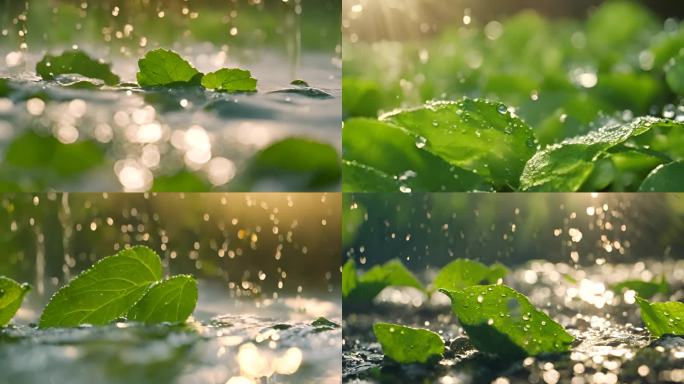 水滴 落叶 大自然 植物 水珠雨露 阳光