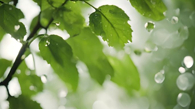 水滴 叶片 绿色 大自然 植物  阳光