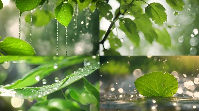 水滴 叶片 绿色 大自然 植物  阳光